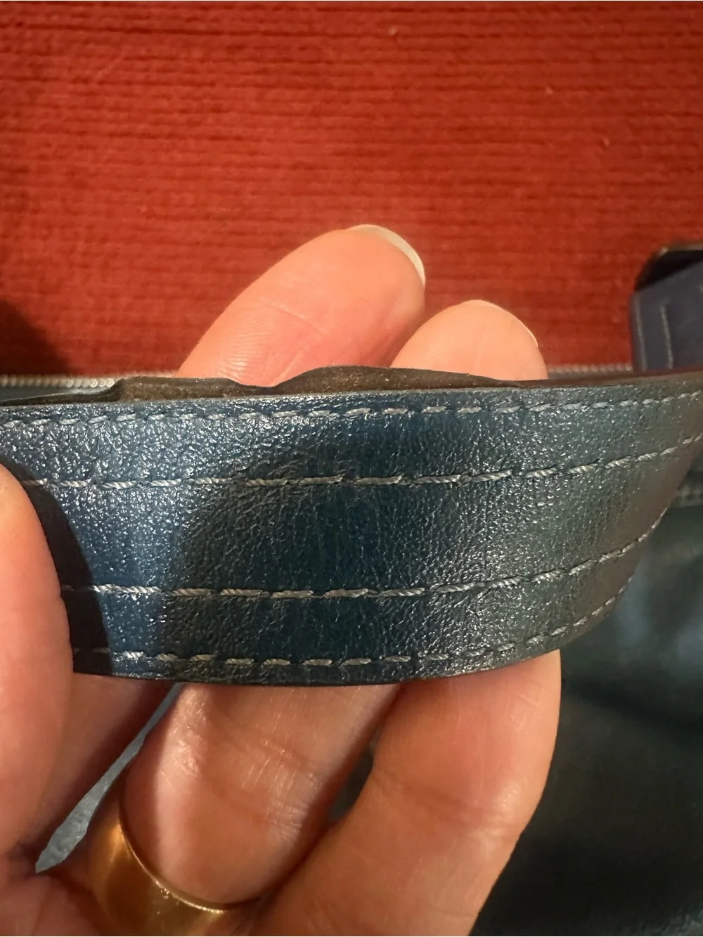 Coach Teal Blue Leather Pleated Crossbody Bag